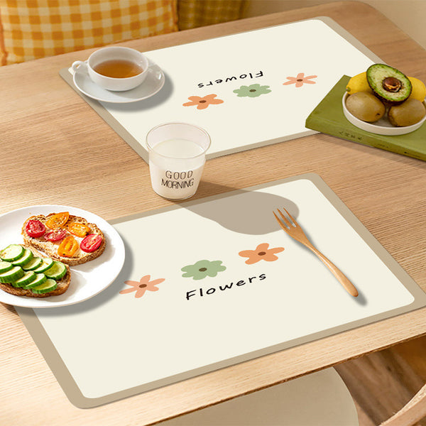 Table mat, tablecloth, waterproof rectangular leather, heat insulation mat, fresh, oil-proof and anti-scalding, leave-in coffee table mat, dining table mat.
