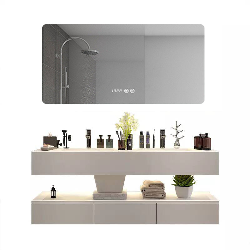 Nordic rock slab integrated bathroom cabinet combination light luxury smart washstand bathroom face wash hands double basin bathroom cabinet