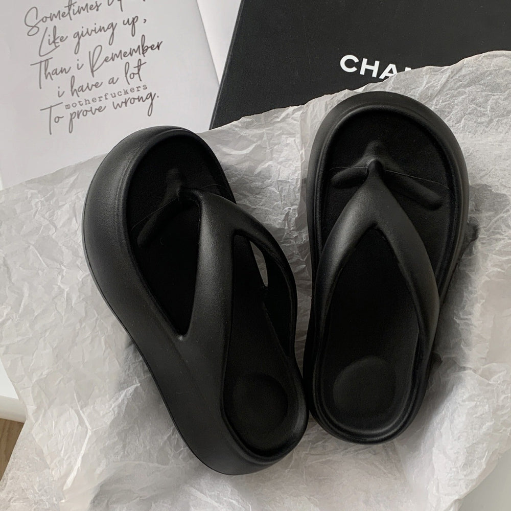 6cm thick-soled flip-flops women's summer outwear soft bottom heightening indoor non-slip beach slippers flip-flops sandals
