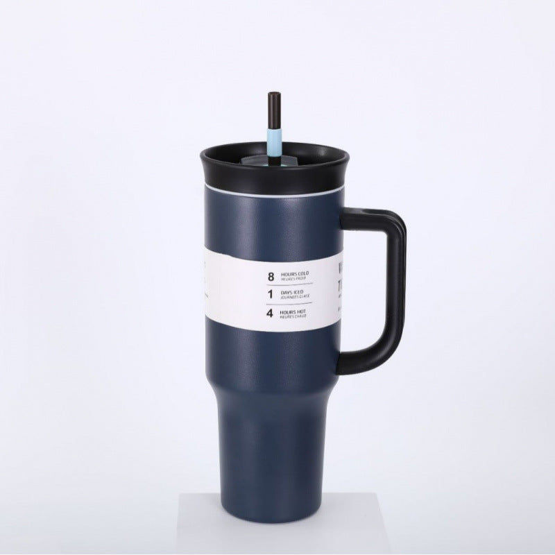 New arrival high-looking ice cup 304 stainless steel ice cup personalized coffee double drinking straw thermos cup wholesale