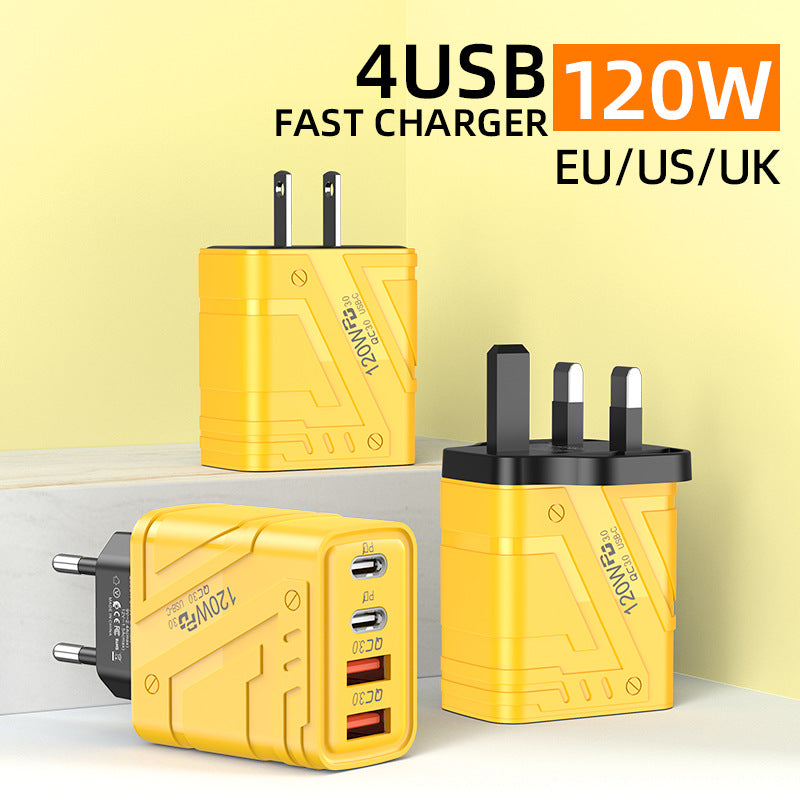 Mecha-style phone charger, 3-usb + pd multi-port charger head, 1200w, compatible with apple and android phones