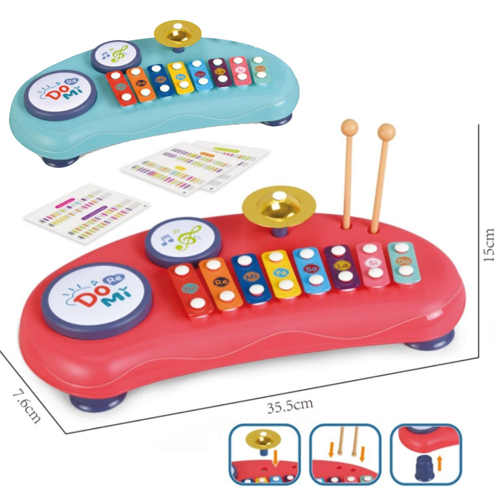 Educational eight-note handbell piano - 2-in-1 musical instrument for babies and toddlers (8 months+) - infant and toddler music toy piano 1