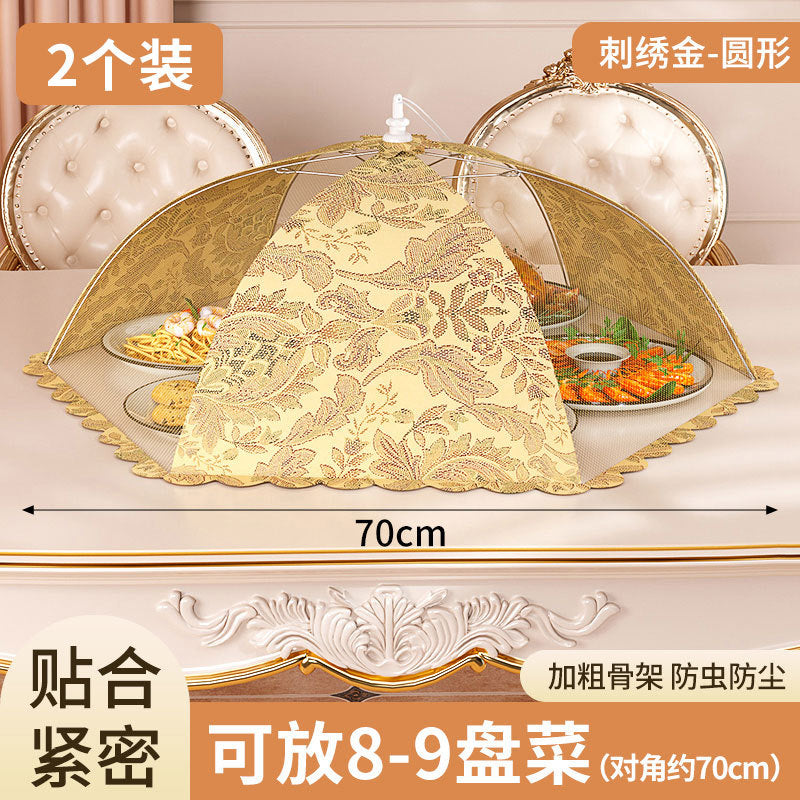 New foldable food cover for home use - multi-purpose tabletop lid for leftovers, multi-layer design, mosquito and fly protection