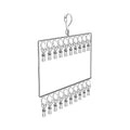Stainless steel thickened multi-head clothes hanger with multiple clips for drying socks, multi-functional drying rack for underwear, windproof sock drying rack