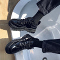 G-dragon's same thick bottom dad shoes for boys hong kong style ins sports sneakers british black ulzzang small leather shoes