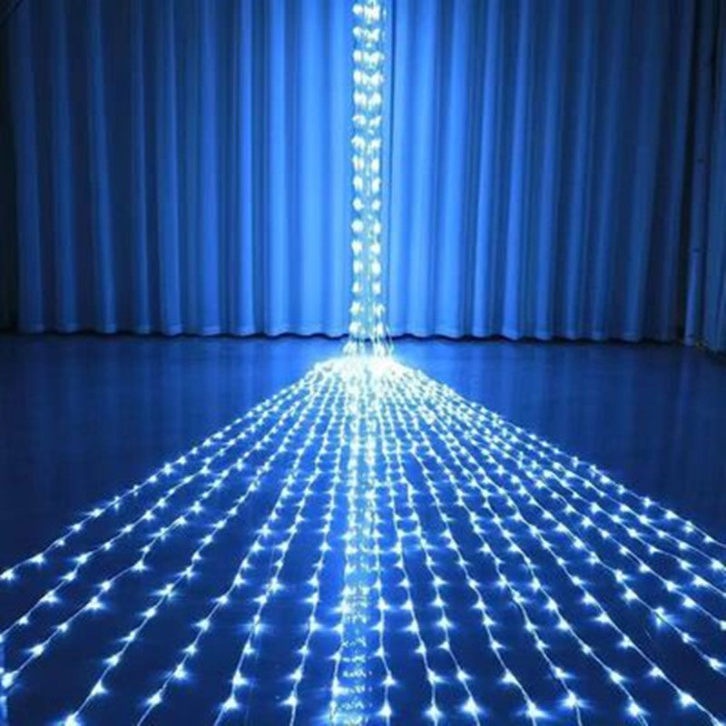 LED running water light string, waterfall light flashing, curtain light, holiday light, Christmas lights, room decoration background full of stars
