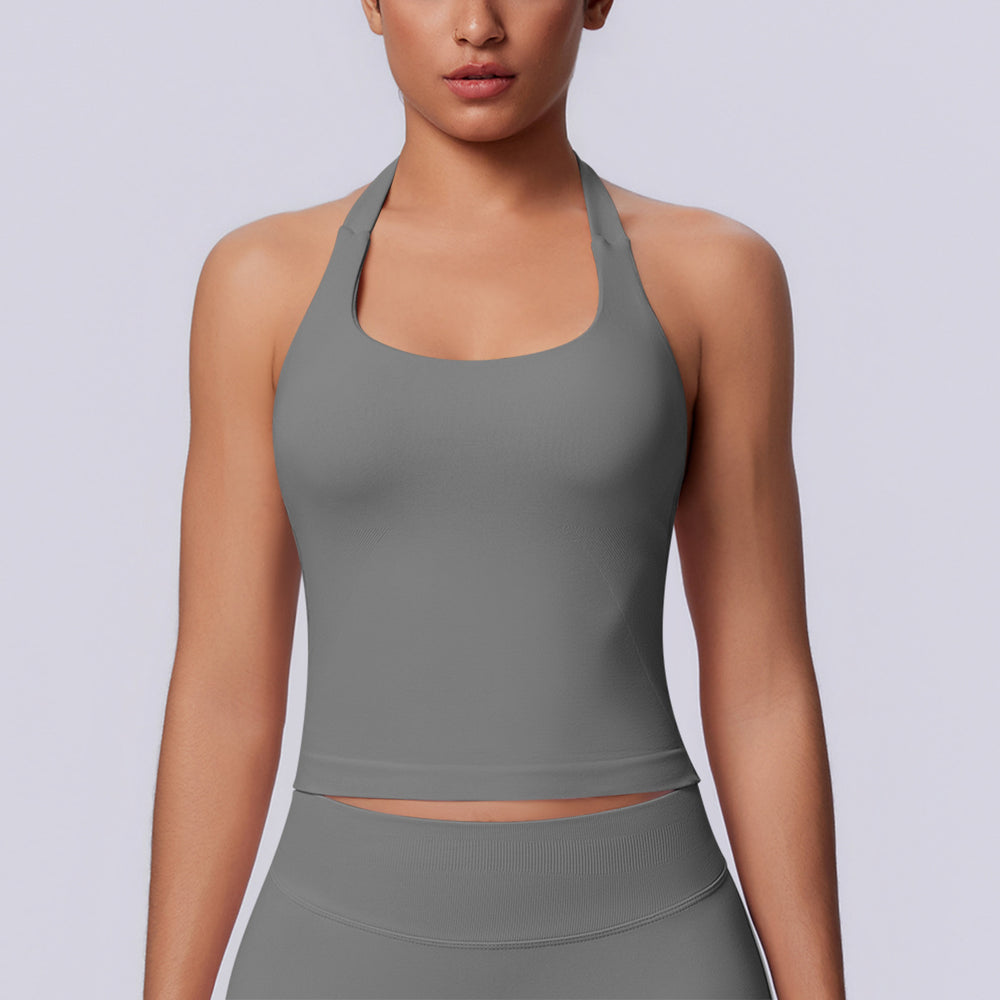 new arrival square collar halter beautiful strap chest pad high elastic long vest running fitness yoga sports seamless vest