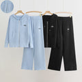 Women's fall/winter  export: hooded casual cardigan & wide-leg pants two-piece set - letter zipper knit tracksuit