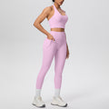 New halter neck backless high-waisted butt-lifting pocket pants activewear set - cloud-like comfort for casual outdoor running, fitness, and yoga