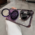 Suitable for huawei mate80 mobile phone case, rotating gyro bracket, honor p80pro electroplated four-corner glitter shell