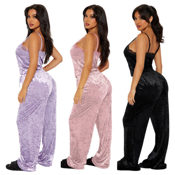 YM-019 European and American women's clothing, 's new models, fashionable and sexy suspender gold diamond velvet two-piece set,  women's clothing