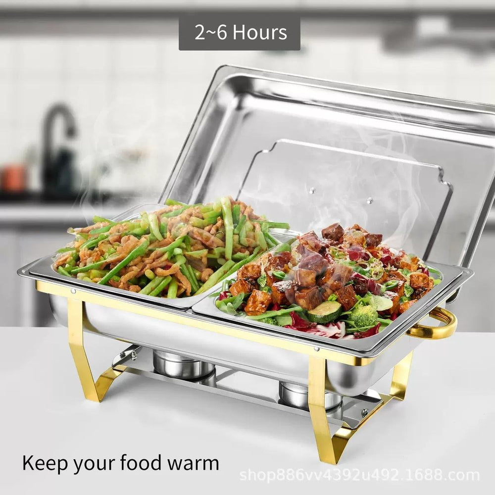 Gold stainless steel buffet warmer - commercial hotel buffet stove - alcohol-fired insulated pot - in stock