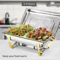 Gold stainless steel buffet warmer - commercial hotel buffet stove - alcohol-fired food warmer