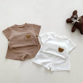 korean style ins kids summer bear outfit - baby boys & girls short sleeve & shorts casual two-piece set