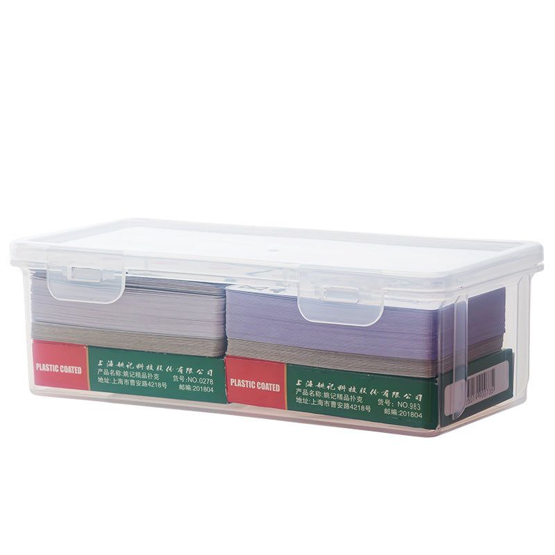 Board game card storage box, transparent plastic playing card storage box with lid, dust-proof small object storage and finishing box