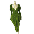 European and american cross-border women's fashion:  summer new arrivals - sexy and elegant v-neck lantern sleeve evening gown bodycon dress