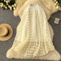 French heavy industry stereo rose flower high waist skirt women's styleeasiest for matchslimming lookelegance large swing a-line umbrella skirt