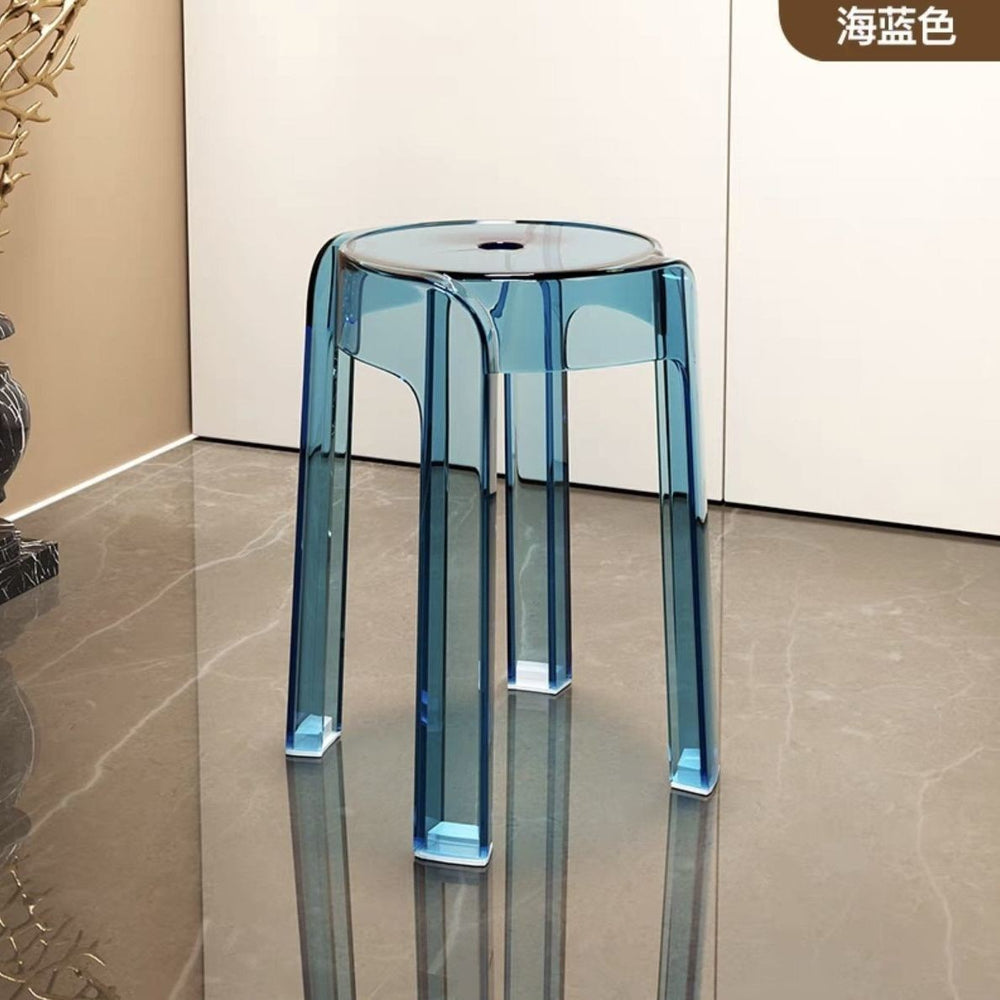 Minimalist chic stool - commercial grade, thickened, stackable, transparent round stool chair - acrylic chair, plastic stool for home use
