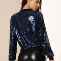 glitter sequin long sleeve bomber jacket women's  spring new design chic outerwear