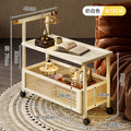Classy medieval style coffee table sofa side table movable coffee table small push side table tea side table living room solid wood trolley