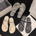 Summer new arrivals: french-inspired flat sandals for casual getaways - stunning, ethereal style, women's outdoor fashion slides with rhinestone accents