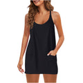 cross-border  hot-selling women's solid color fashion casual double pocket knitted dress