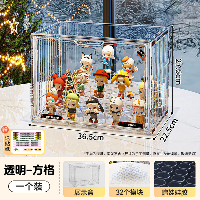 Blind box storage display stand transparent dust-proof figure storage box doll labubu POP MART model display cabinet