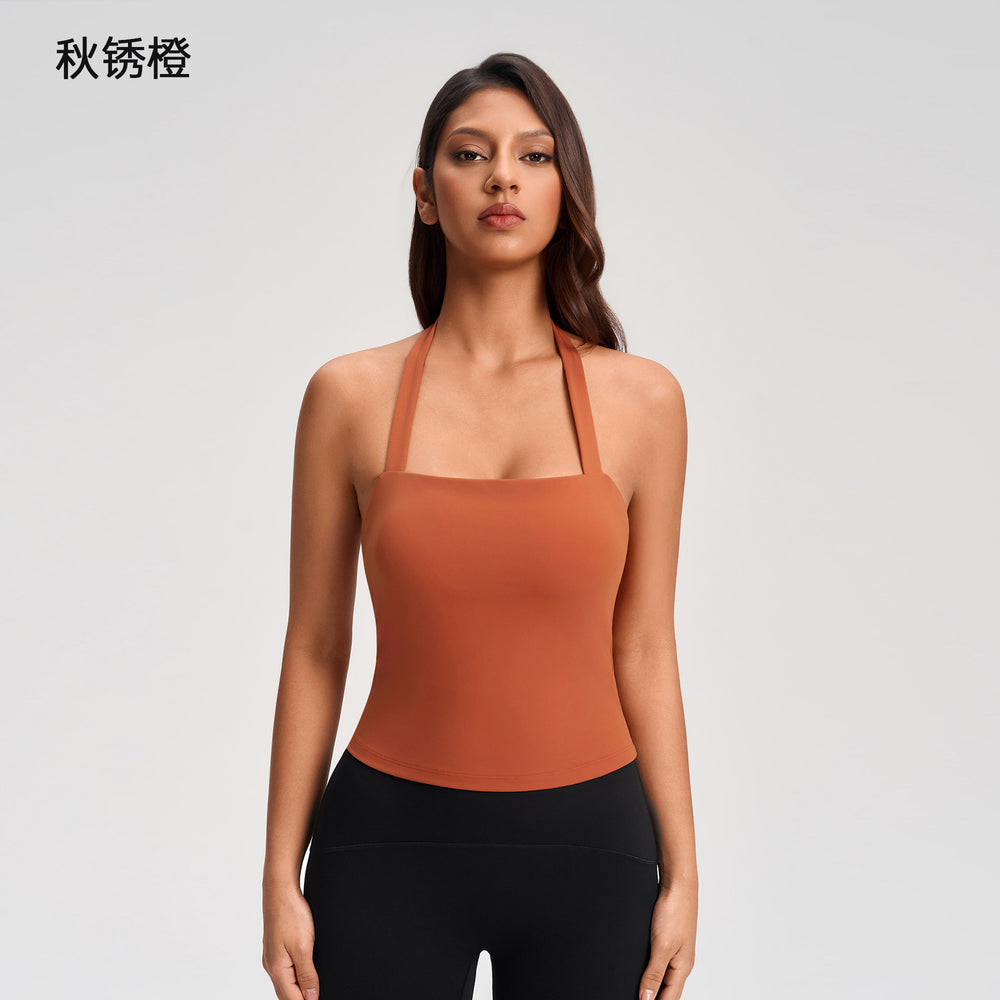 Sexy halter top with built-in bra pads - push-up, running, fitness, yoga tank top - yg-1010