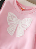 cross-border hot seller: autumn new bowknot sweatshirt crewneck set - three-piece outfit with pants and matching bag