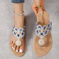 Export  summer flat beach sandals women's european and american rhinestone simple lightweight casual buckle plus size flip-flops