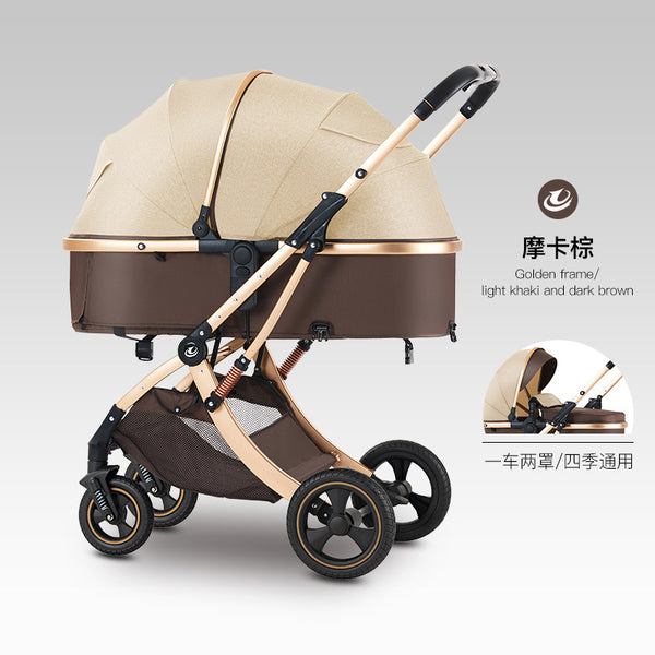Baby stroller can sit and lie down, lightweight folding high landscape shock absorption, two-way newborn children's baby stroller mixed wholesale