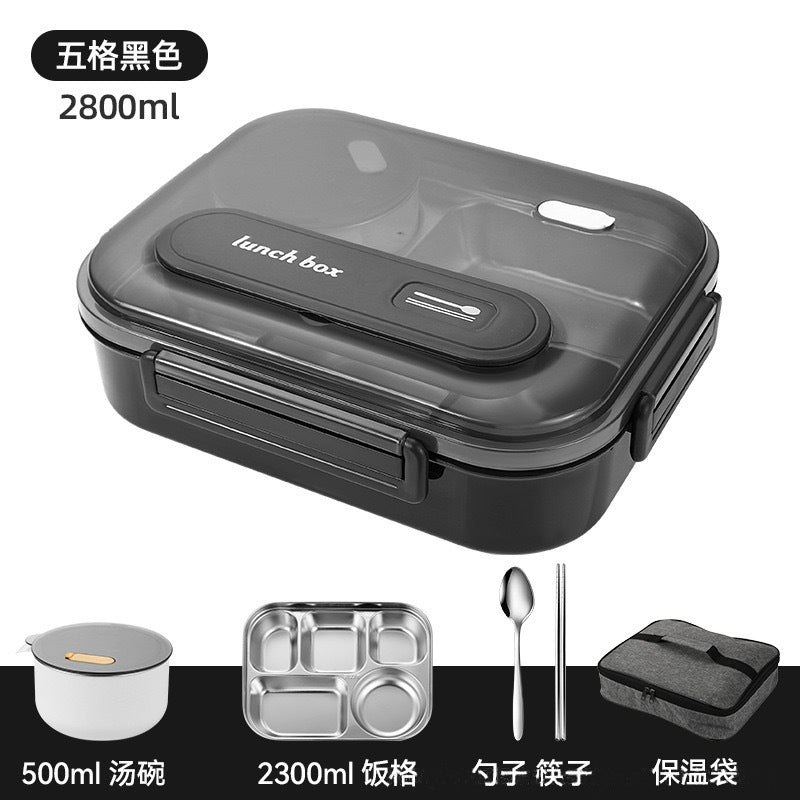 Food-grade extra large lunch box for work, microwaveable 316 stainless steel lunch box, student thermal insulation sealed box