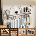 Suction cup kitchen hook punch-free hanging rod kitchen storage rack hanging spatula spoon storage row hook wall-mounted shelf