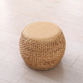 Rattan chinoiserie solid wood straw makeup low drum stool for home living room coffee table shoe changing stool guzheng piano board tall round stool