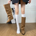 Chunky super high heel british style versatile fashion boots for women, new autumn/winter 2025 collection, plus size available, pointed toe, metallic, european and american style