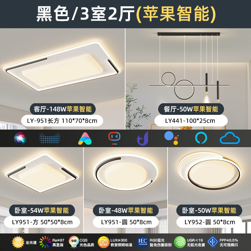 Full Spectrum Nordic Modern Simple Geometric Ceiling Light LED Eye Protection Light Luxury Bedroom Living Room Whole House Lighting Package