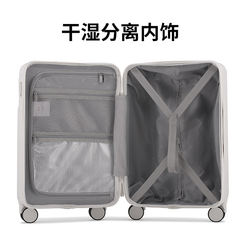 New front open lid suitcase Women's universal wheel trolley case Suitcase Convenient computer warehouse Boarding case Password case