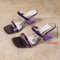 Export square toe transparent strap fashion high heels 2026 summer new arrivalplus size special-shaped heel elegant sandals and slippers for women 43