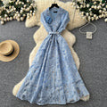 French chic lace 3d floral cutout dress - new high-waisted, slimming, elegant maxi dress for women