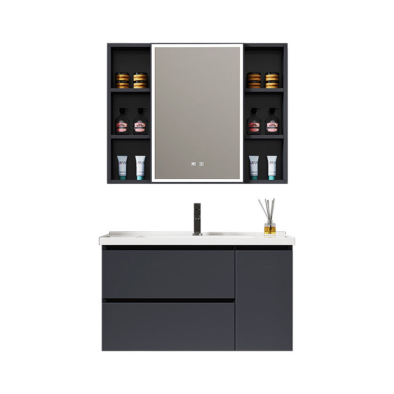 Hotel-style honeycomb aluminum bathroom vanity set with integrated ceramic basin, smart waterproof and moisture-proof washbasin for bathroom use