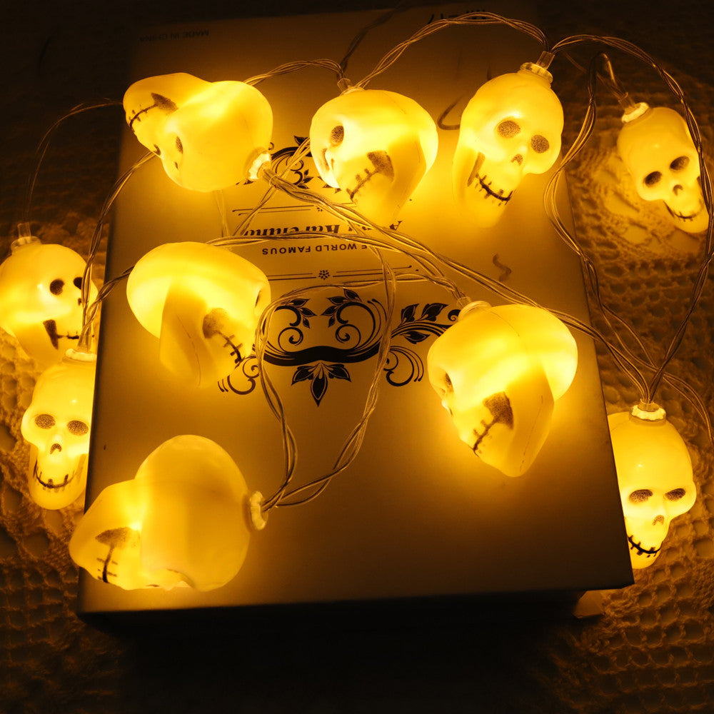 22 Cross-border new LED skull light string Halloween ghost festival atmosphere decoration battery box skull LED light string