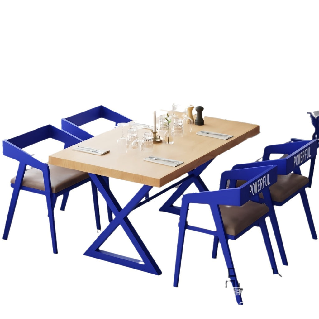 American restaurant retro solid wood dining table and chair combination creative cafe industrial style loft casual wrought iron table and chair