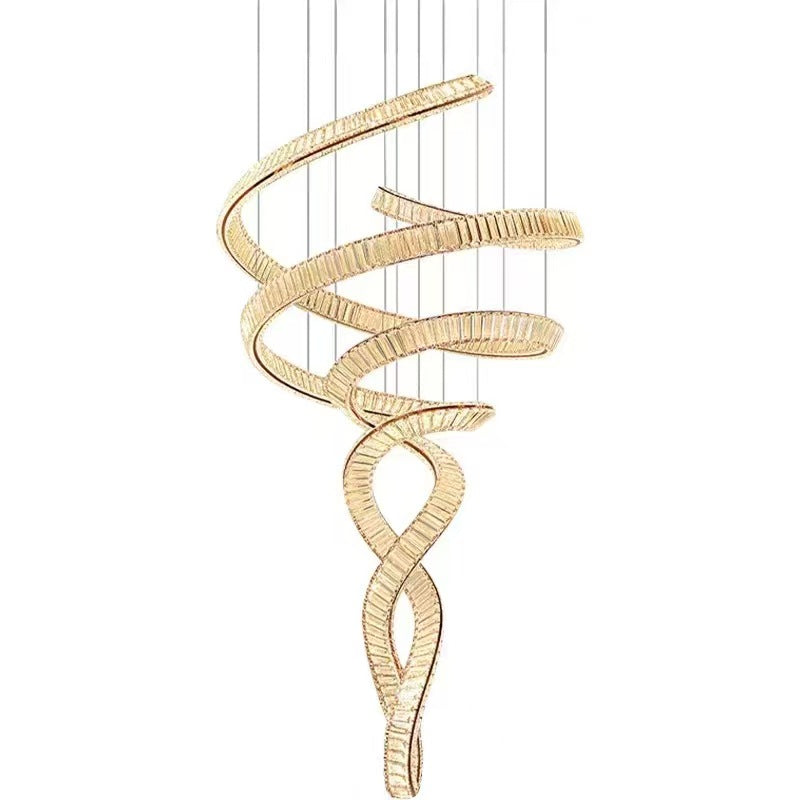 Villa empty living room duplex stairs mermaid crystal chandelier light luxury hotel lobby apartment banquet project lamp