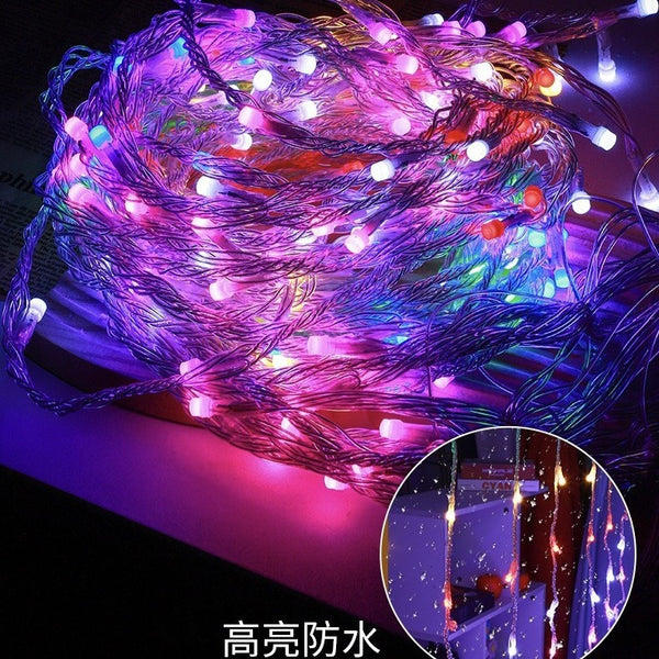 Customized high-brightness LED curtain lights, violent 3 * 2 meters running water lights, wedding background decoration, balcony layout lights