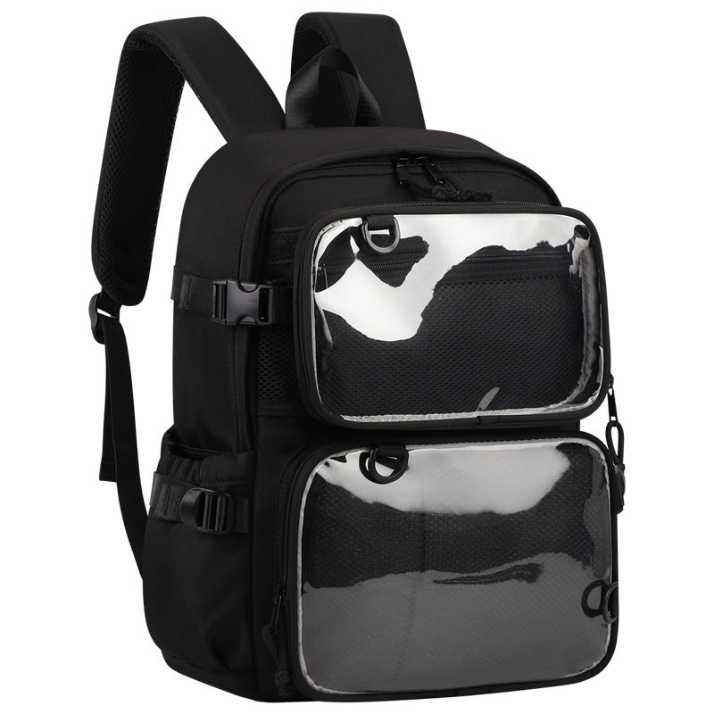 Removable transparent backpack, male and female students trend Korean version of college style school bag, large capacity anti-splashing backpack