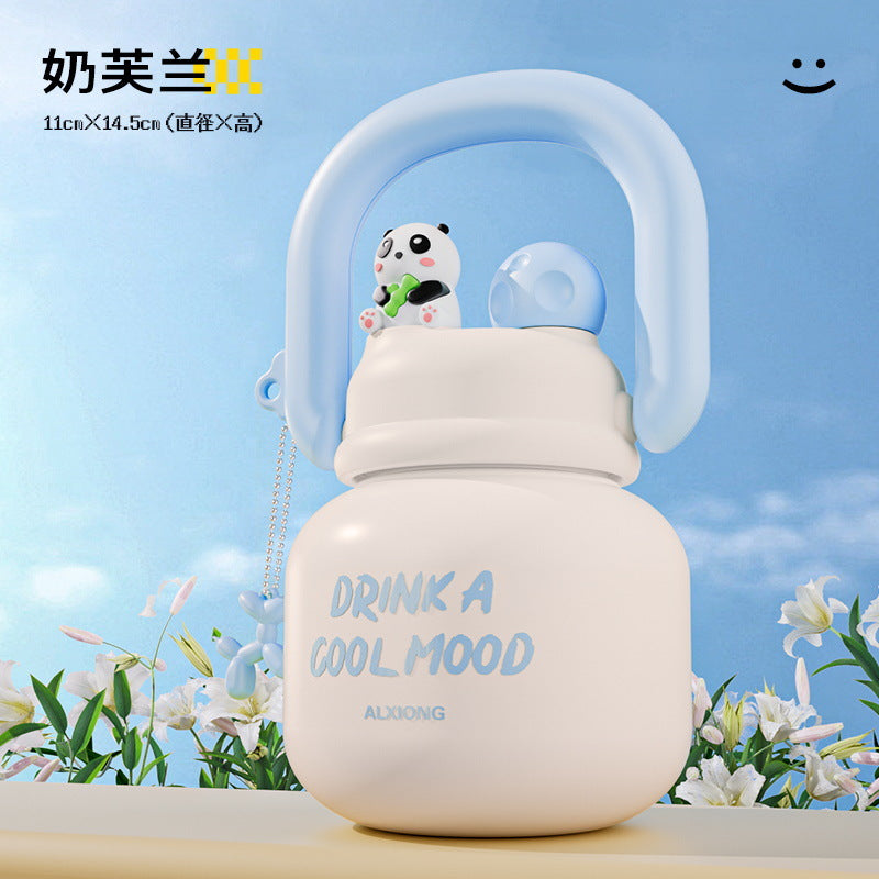 New 316 stainless steel insulated tumbler for women, large capacity, high-temperature resistant, portable water bottle, space-themed dual-drink straw cup