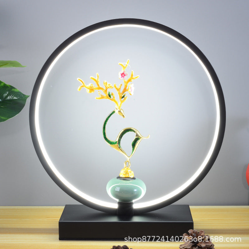 Creative ornament table lamp - bedroom bedside lamp - remote & touch control - deer design - round - wedding decoration - smart gift - tea table lamp