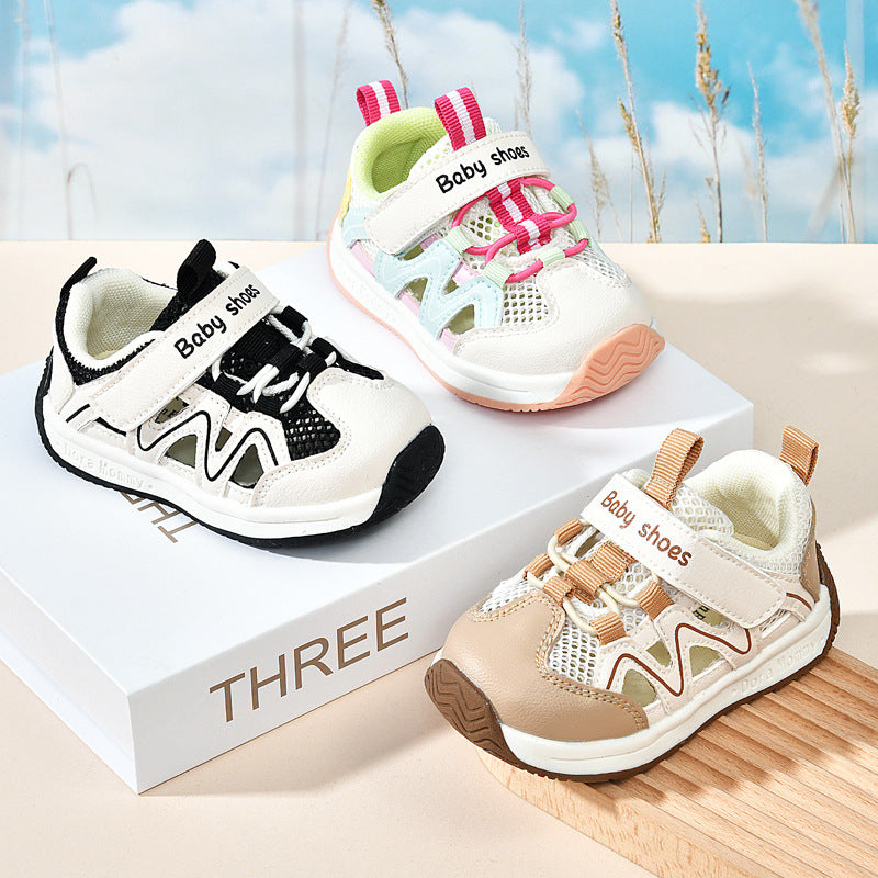 Baby sandals for boys, summer first walker shoes, 0-1-2 years old infant anti-slip soft sole mesh shoes for babies and toddlers, baby girl shoes
