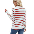 European and american cross-border e-commerce new    casual striped knitwear turn-down collar sweater top for women