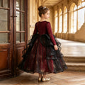 Girls' long-sleeve dark academia tulle dresses - wholesale for cross-border e-commerce, perfect for flower girls, weddings, and piano recitals - in stock & ready to ship ( compatible)